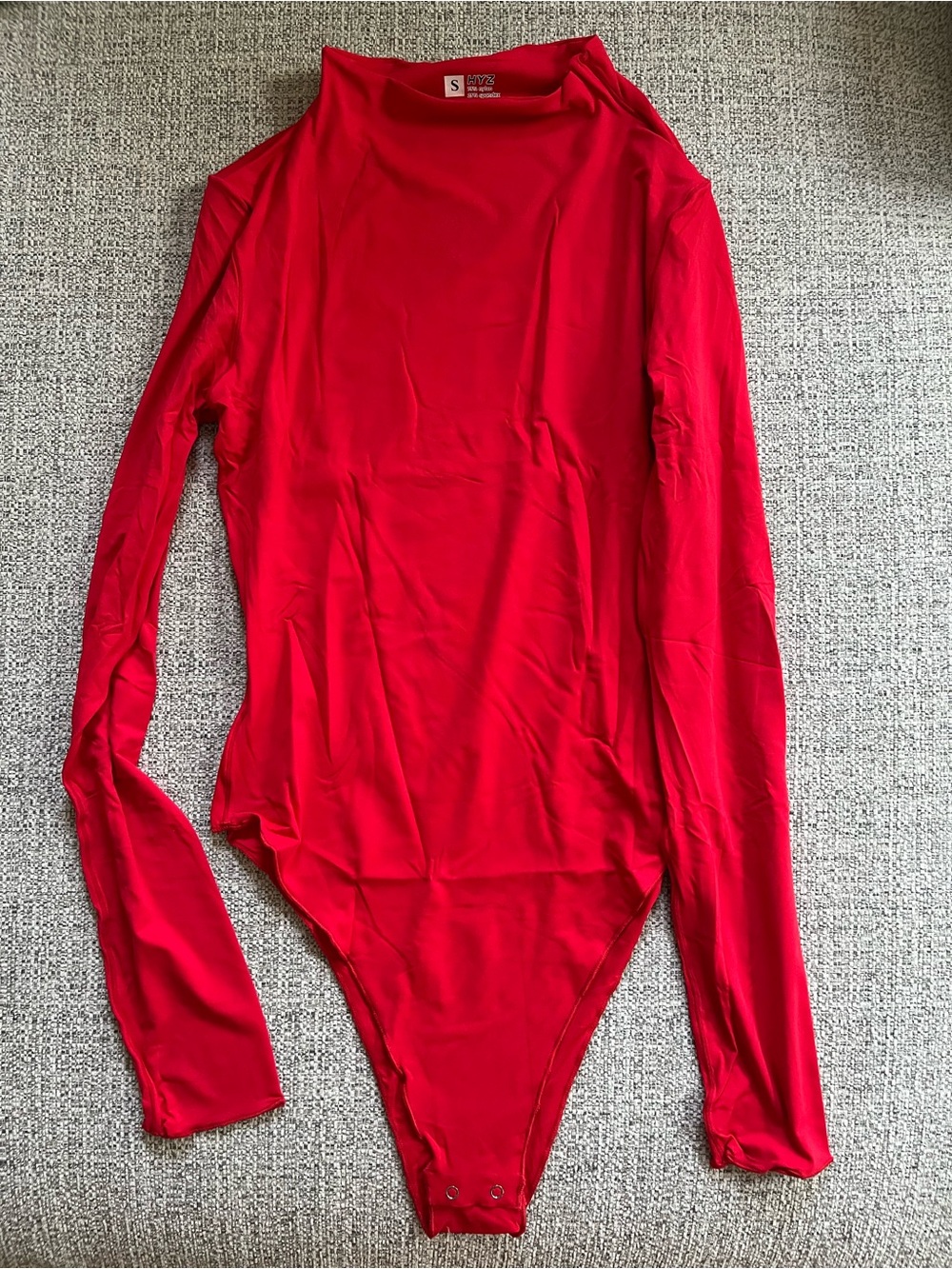 Solid Small Red Long-Sleeve Bodysuit